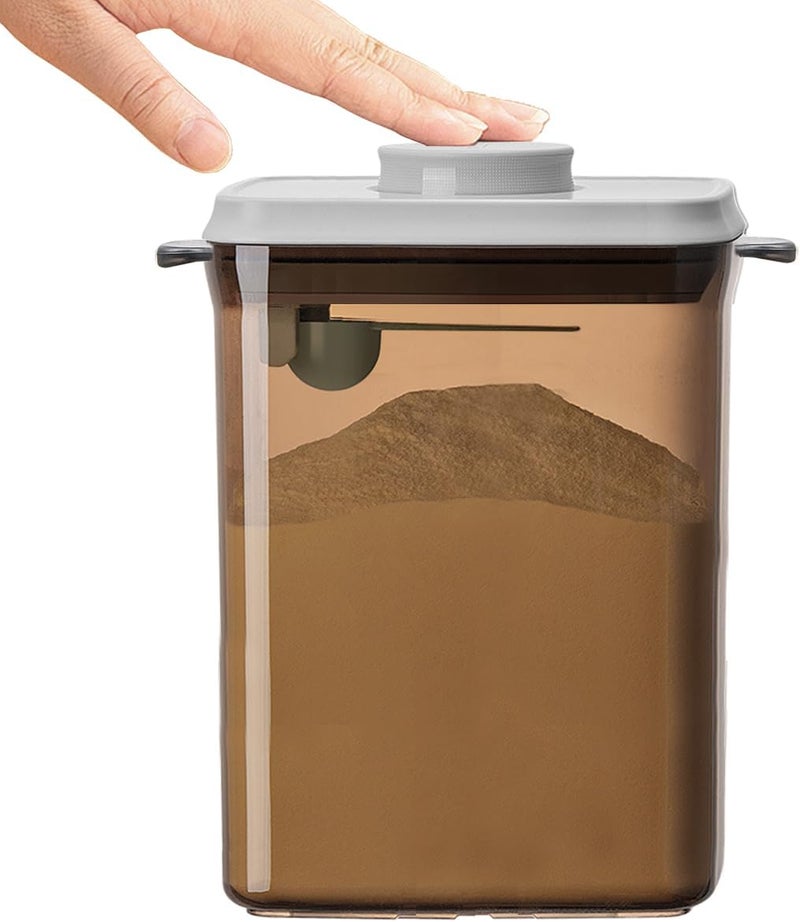 Ankou One-Push Formula Container, 2300ml Formula Dispenser with Scoop and Scraper, Milk Powder Container with Lids, BPA-Free Airtight Food Storage Container 1000g Large Capacity,Dark Brown, Rectangle - Image 1